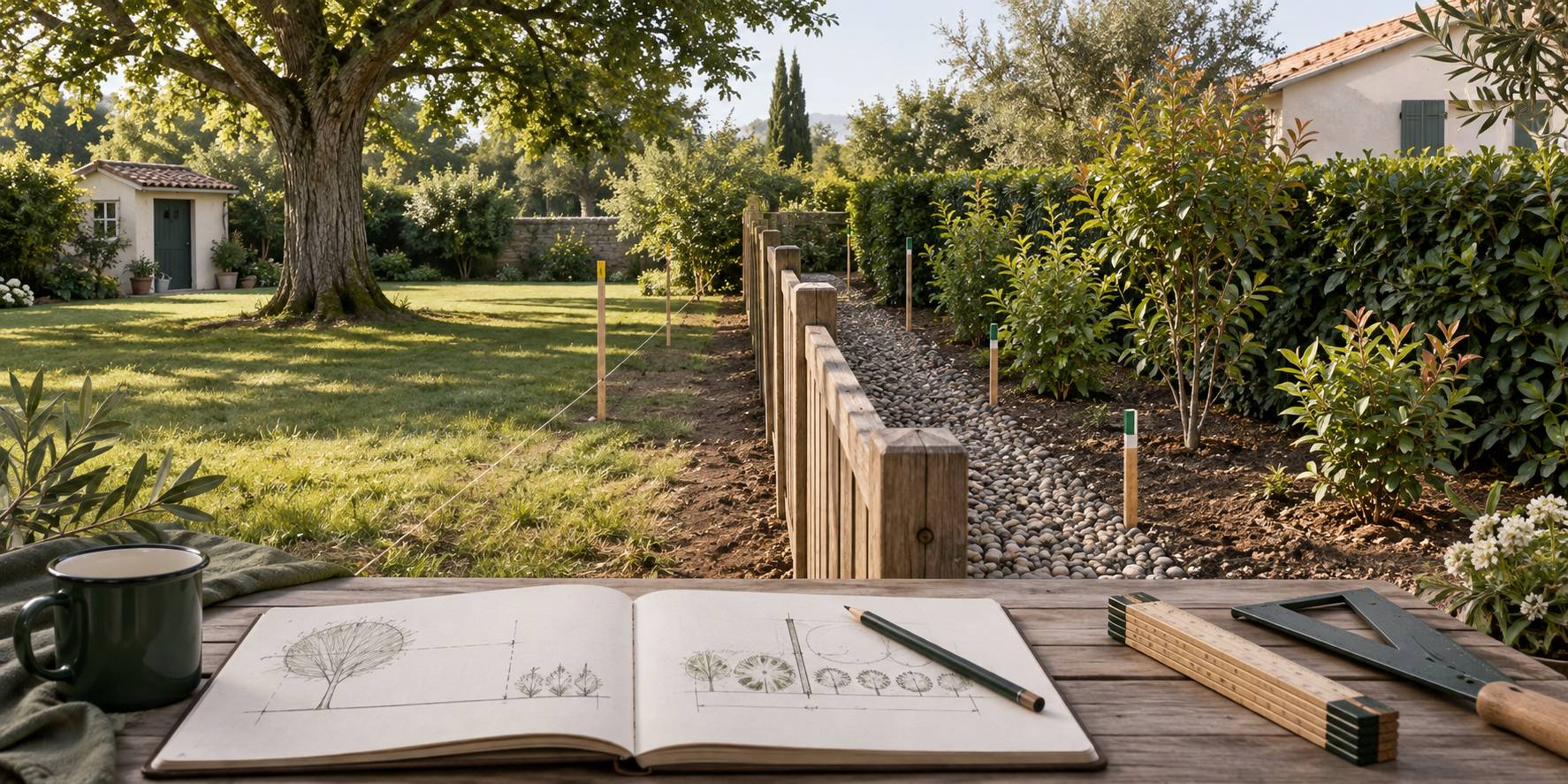 Illustration éditoriale du sujet : Distances de plantation : la règle légale avec le voisin
