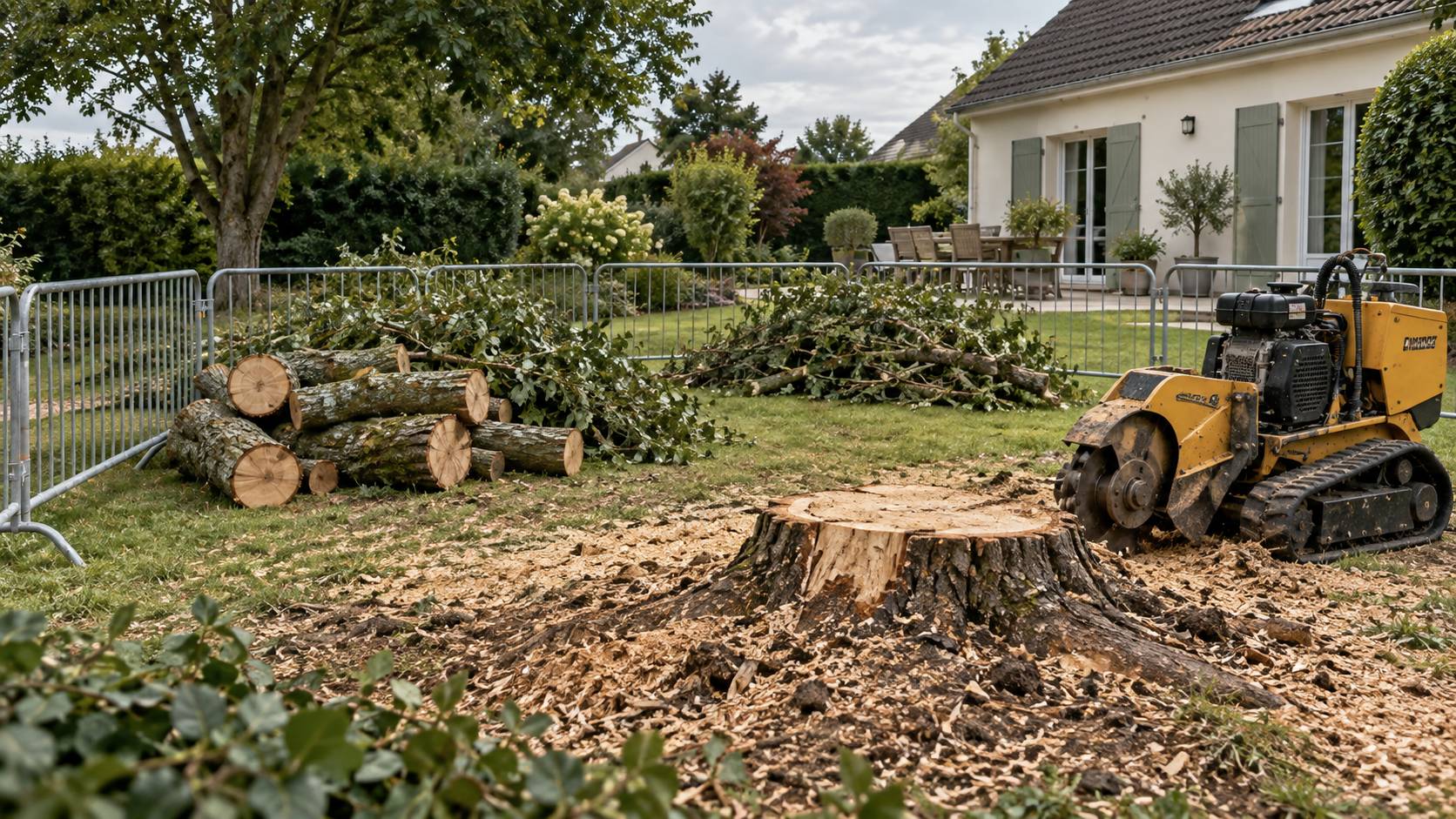 Illustration éditoriale du sujet : Prix d'un abattage d'arbre avec dessouchage en Seine-et-Marne