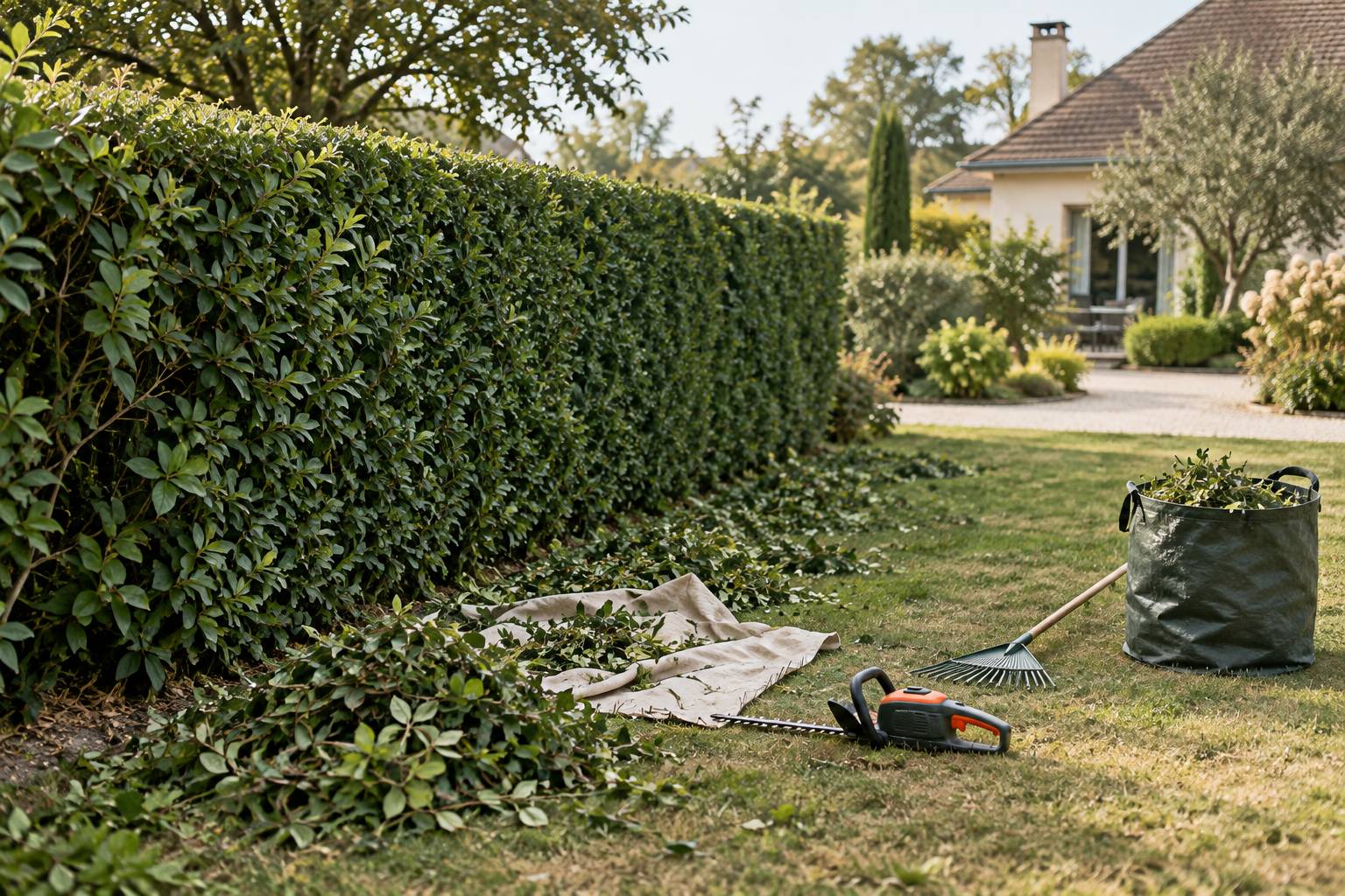 Illustration éditoriale du sujet : Tarif taille de haie au mètre linéaire en Seine-et-Marne